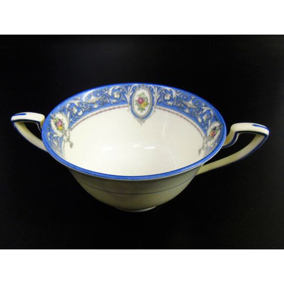 Royal Worcester PORTIA 1922 CREAM SOUP CUP BOWL Double Handle Fruit Cameo Scroll - Picture 6 of 9